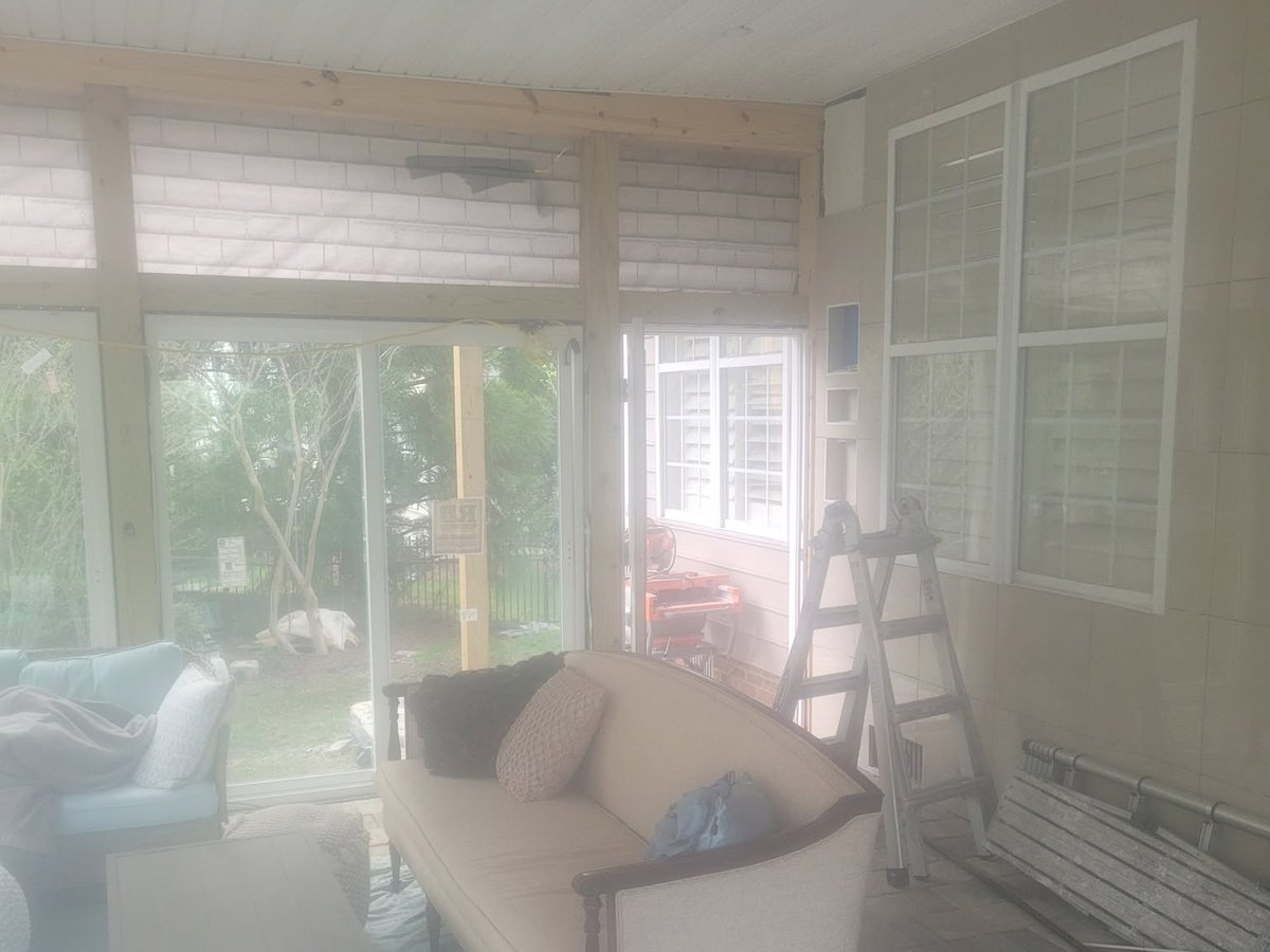 Sunroom glazing and ceiling from inside by Robinson Roofing, Elon